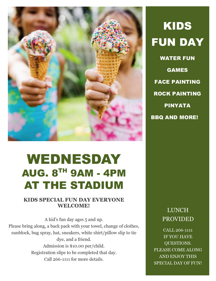 August 8th Kids Special Fun Day - Town of Fogo Island